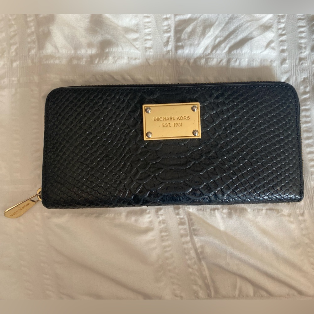Michael Kors Black Snake Embossed Wallet